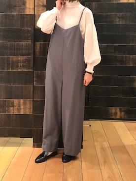 「シャーリング」｜「アイテム（オールインワン・サロペット）」を使った、mdt7さん（レディース・164cm）の冬コーディネート