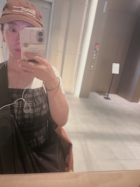 「TODAYFUL（トゥデイフル）のCheck Jacquard Camisole（キャミソール、ブラウン系）」を使った、natsumiさん（レディース・148cm）の秋コーディネート