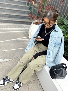 「Auntie Rosa Holiday（アンティローザホリデー）のアイテム（ニット/セーター）」を使った、chikaさん（レディース・158cm）の春コーディネート