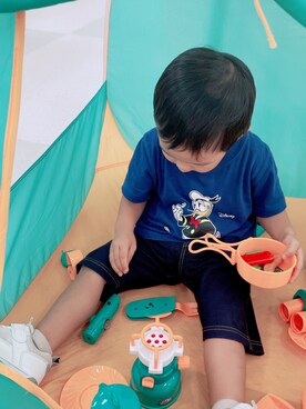 「AZUL by moussy（アズールバイマウジー）のアイテム」を使った、ayiromさん（キッズ・90cm）の秋コーディネート