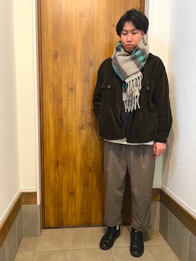 「GU（ジーユー）のアイテム（ミリタリージャケット）」を使った、FUJIMAさん（メンズ・180cm）の冬コーディネート