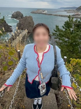 「アイテム（デニムスカート）」を使った、ぴよこさん（レディース・154cm）の秋コーディネート