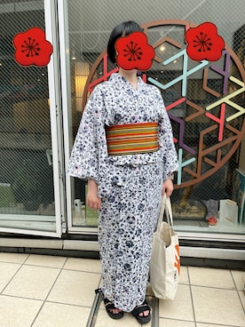 「浴衣」｜「アイテム（その他）」を使った、にむさん（レディース・158cm）の夏コーディネート