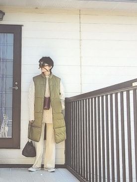 「H&M（エイチ・アンド・エム）のアイテム（ダウンジャケット/コート）」を使った、miminyさん（レディース・172cm）の冬コーディネート