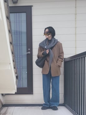 「アイテム（ストール/ショール）」を使った、miminyさん（レディース・173cm）の秋コーディネート