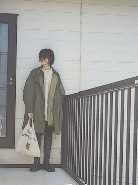 「インナーダウン」｜「アイテム（モッズコート）」を使った、miminyさん（レディース・172cm）の冬コーディネート