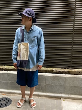 「YELLOWS PLUS（イエローズプラス）のアイテム」を使った、Mdskさん（メンズ・173cm）の夏コーディネート
