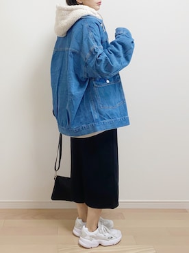 「ボア」｜「アイテム（デニムジャケット）」を使った、mAy☆uMeさん（レディース・158cm）の冬コーディネート