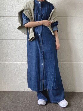 「ITEMS URBANRESEARCH（アイテムズ アーバンリサーチ）のアイテム（シャツワンピース）」を使った、hiraさん（レディース・157cm）の夏コーディネート