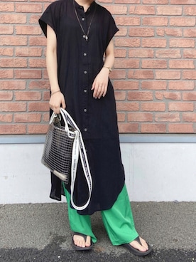 「シアーワンピース」｜「アイテム（シャツワンピース）」を使った、hiraさん（レディース・157cm）の夏コーディネート