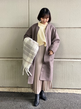 「モカ」｜「アイテム（その他アウター）」を使った、hiraさん（レディース・157cm）の冬コーディネート