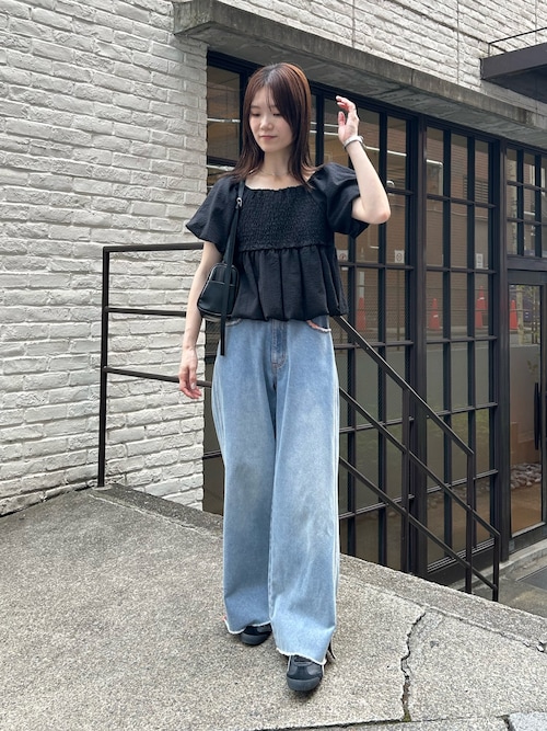 ２点　kastane バルーンブラウス　ネイビーとニットタグリブTEE ブルー 2WAY/4色展開】バルーンブラウス（シャツ/ブラウス）｜Kastane
