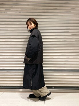「Kastane（カスタネ）のアイテム（ナイロンジャケット）」を使った、okazaki risaさん（レディース・157cm）の冬コーディネート