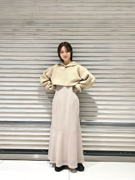 「短丈」｜「アイテム（ワンピース/ドレス）」を使った、okazaki risaさん（レディース・157cm）の冬コーディネート