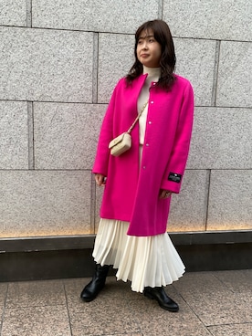 「アイテム（その他アウター、ピンク系）」を使った、ichik_nolさん（レディース・154cm）の冬コーディネート