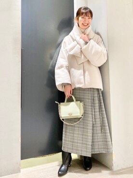 「Rougevif」｜「アイテム（ダウンジャケット/コート）」を使った、abeさん（レディース・159cm）の秋コーディネート