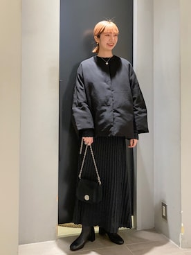 「Rougevif」｜「アイテム（ダウンジャケット/コート）」を使った、abeさん（レディース・159cm）の秋コーディネート