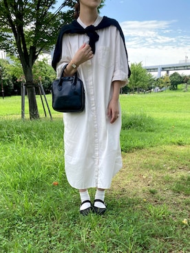 「Honeys（ハニーズ）のアイテム（シャツワンピース）」を使った、ma‼︎さん（レディース・158cm）の秋コーディネート