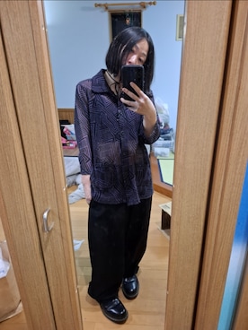 「Yohji Yamamoto（ヨウジヤマモト）のアイテム（Pants、ブラック系）」を使った、目さん（レディース・149cm）の春コーディネート