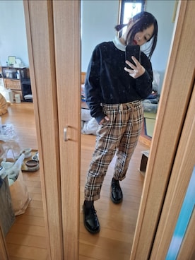 「UNIQLO（ユニクロ）のアイテム（Sweatshirt、ブラック系）」を使った、目さん（レディース・149cm）の春コーディネート