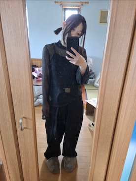 「jouetie（ジュエティ）のアイテム（Tops、ブラック系）」を使った、目さん（レディース・149cm）の春コーディネート