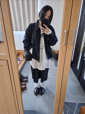 「UNIQLO（ユニクロ）のアイテム（Blouson、ブルー系）」を使った、目さん（レディース・149cm）の春コーディネート