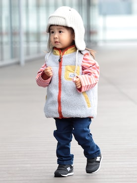 「アイテム（ベスト）」を使った、BEAMS miniさん（キッズ・70cm）の冬コーディネート