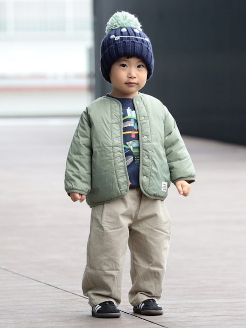 中綿 ノーカラー リバーシブル ブルゾン 2025FW（90～150cm