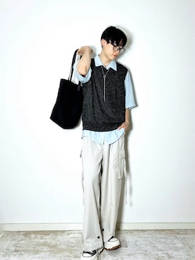「アイテム（ベスト）」を使った、SOUTAさん（メンズ・170cm・20代）の夏コーディネート
