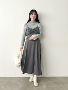 「アイテム（ワンピース/ドレス）」を使った、おまみさん（レディース・162cm）の冬コーディネート