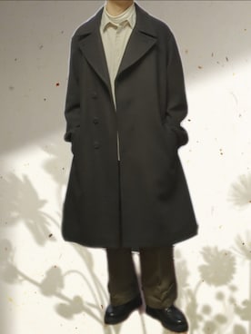 「WYM LIDNM（ウィム バイ リドム）のアイテム（チェスターコート）」を使った、icedcoffeeさん（メンズ・166cm）の冬コーディネート