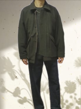 「WYM LIDNM（ウィム バイ リドム）のLOOSE FIT DENIM（デニムパンツ、ブルー系）」を使った、icedcoffeeさん（メンズ・166cm）の冬コーディネート