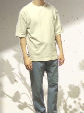 「MONO-MART（モノマート）のルーズストレートデニムパンツ/セミワイドデニムパンツ（デニムパンツ、ブルー系）」を使った、icedcoffeeさん（メンズ・166cm）の秋コーディネート