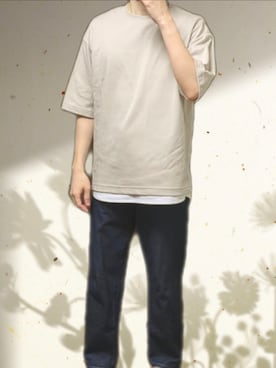 「WYM LIDNM（ウィム バイ リドム）のLOOSE FIT DENIM（デニムパンツ、ブルー系）」を使った、icedcoffeeさん（メンズ・166cm）の夏コーディネート
