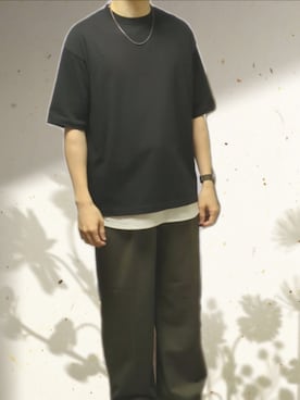 「WYM LIDNM（ウィム バイ リドム）のHEAVY WEIGHT BASIC BIG-TEE（Tシャツ/カットソー、ブラック系）」を使った、icedcoffeeさん（メンズ・166cm）の秋コーディネート