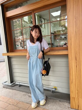 「アイテム（その他シューズ、ホワイト系）」を使った、Raveny Huangさん（レディース・156cm）の夏コーディネート