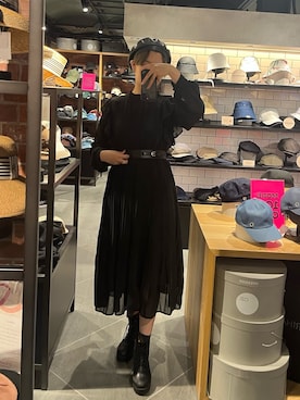 「arth（アース）のarth Lether Beret（ハンチング/ベレー帽）」を使った、ﾊﾟェさん（レディース・166cm）の夏コーディネート