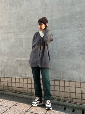 「アイテム（スウェットパンツ、グリーン系）」を使った、ﾊﾟェさん（レディース・166cm）の秋コーディネート