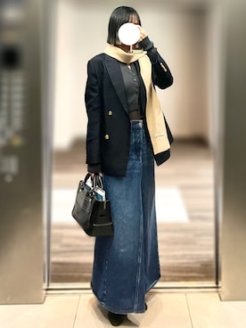 「アイテム（デニムスカート）」を使った、maaさん（レディース・160cm）の冬コーディネート