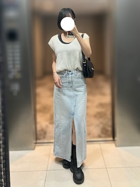「アイテム（デニムスカート）」を使った、maaさん（レディース・160cm）の秋コーディネート