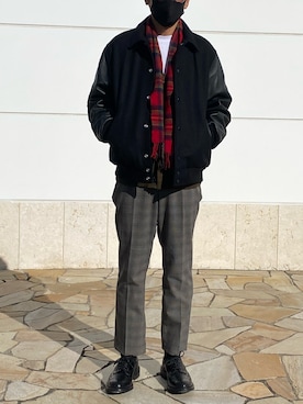 「SKOOKUM（スクーカム）のアイテム（スタジャン）」を使った、osamu76さん（メンズ・174cm）の冬コーディネート