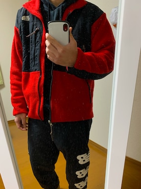 「THE NORTH FACE（ザノースフェイス）の【ヴィンテージ古着】THE NORTH FACE/ザ ノースフェイス デナリ フリースジャケット（ブルゾン、レッド系）」を使った、masakiさん（メンズ・171cm）の秋コーディネート