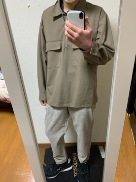「GU（ジーユー）のアイテム（パンツ、ベージュ系）」を使った、masakiさん（メンズ・171cm）の春コーディネート