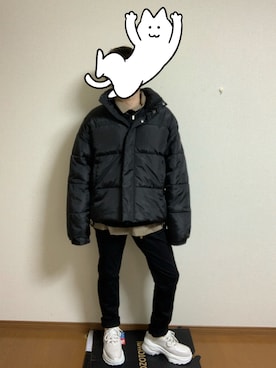 「ADRER（アドラー）の【ADRER】ハイソールリングダッドスニーカー（スニーカー、ホワイト系）」を使った、masakiさん（メンズ・171cm）の冬コーディネート