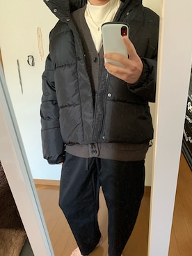「GU（ジーユー）のアイテム（パンツ、ブラック系）」を使った、masakiさん（メンズ・171cm）の冬コーディネート