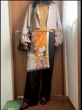 「アイテム（トレンチコート）」を使った、和桜さん（レディース・162cm）の秋コーディネート