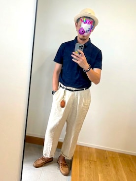 「LACOSTE（ラコステ）のアイテム」を使った、2487ponさん（メンズ・182cm）の夏コーディネート