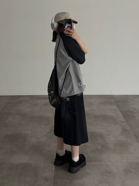 「ハーフパンツ」｜「アイテム（デニムパンツ）」を使った、ヒカルさん（レディース・154cm）の夏コーディネート