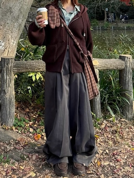 「アイテム（スラックス）」を使った、ヒカルさん（レディース・154cm）の冬コーディネート