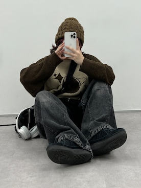「アイテム（カーゴパンツ）」を使った、ヒカルさん（レディース・154cm）の冬コーディネート